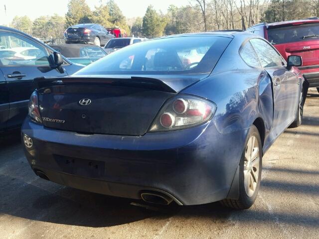 KMHHM66D27U261293 - 2007 HYUNDAI TIBURON GS BLUE photo 4