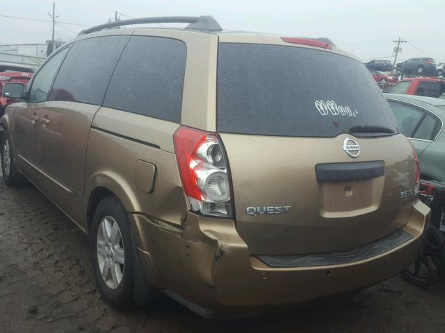 5N1BV28U44N305857 - 2004 NISSAN QUEST S GOLD photo 3