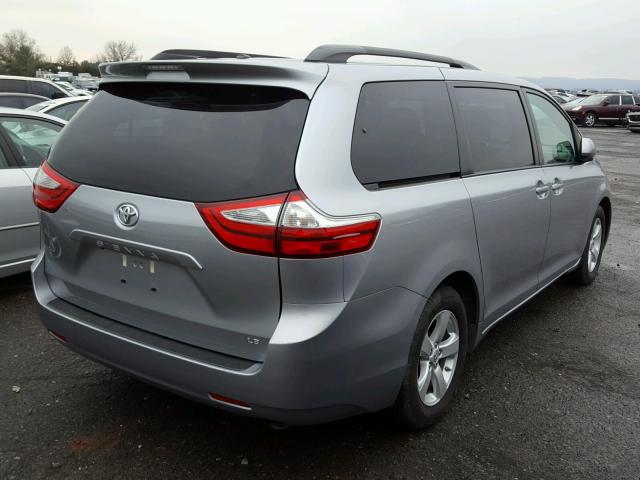 5TDKZ3DCXHS808076 - 2017 TOYOTA SIENNA LE SILVER photo 4