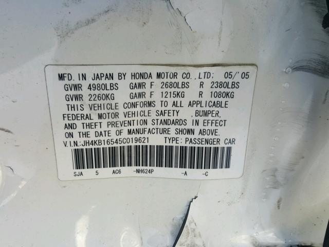 JH4KB16545C019621 - 2005 ACURA RL Ağ foto 10