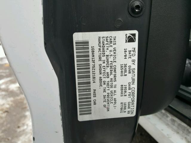 1G8AN12F75Z121814 - 2005 SATURN ION LEVEL WHITE photo 10