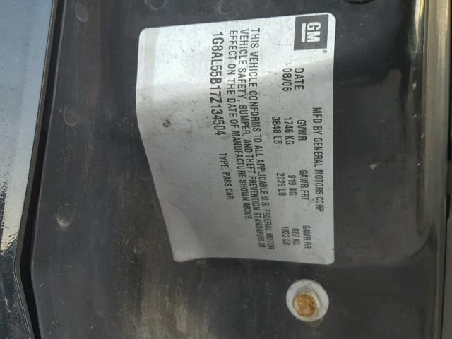 1G8AL55B17Z134504 - 2007 SATURN ION LEVEL BLACK photo 10