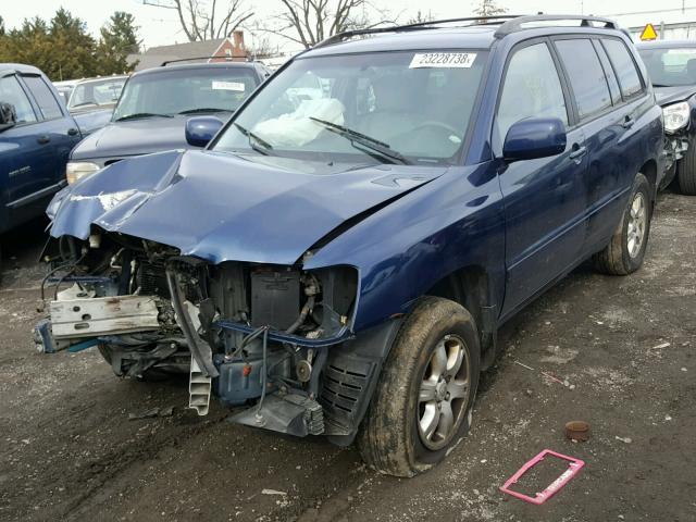 JTEHF21A220051728 - 2002 TOYOTA HIGHLANDER BLUE photo 2