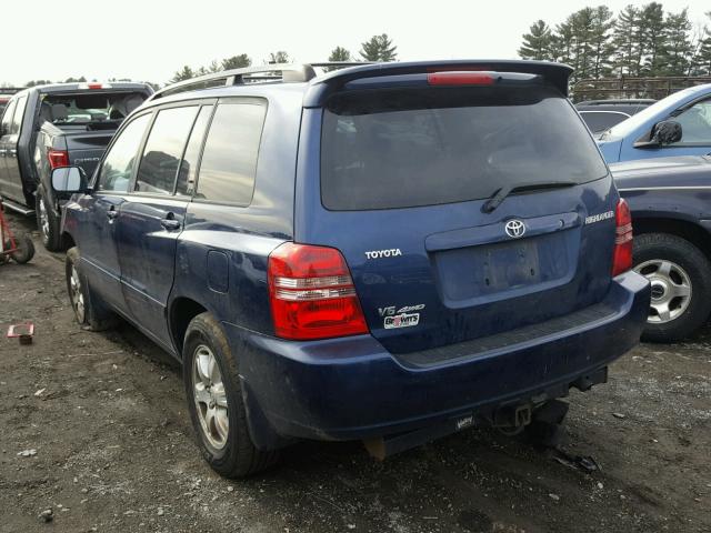 JTEHF21A220051728 - 2002 TOYOTA HIGHLANDER BLUE photo 3