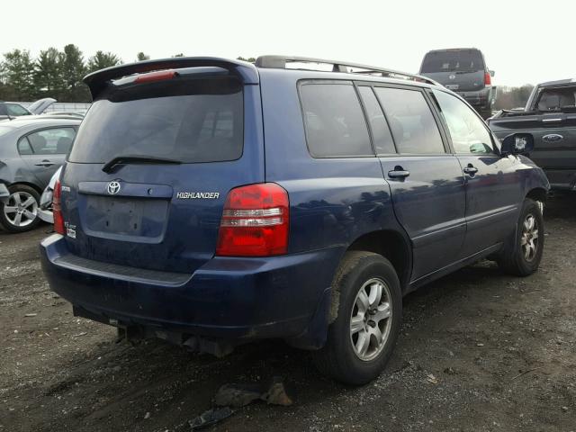 JTEHF21A220051728 - 2002 TOYOTA HIGHLANDER BLUE photo 4