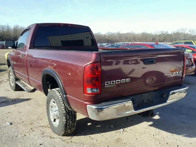 3D7KU26D23G720604 - 2003 DODGE RAM 2500 S MAROON photo 3