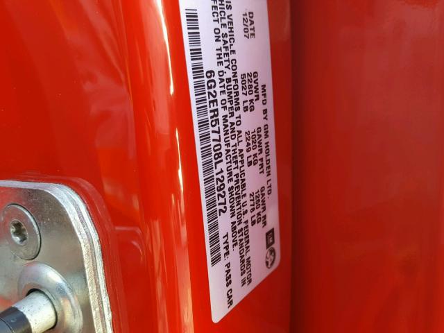 6G2ER57708L129272 - 2008 PONTIAC G8 RED photo 10