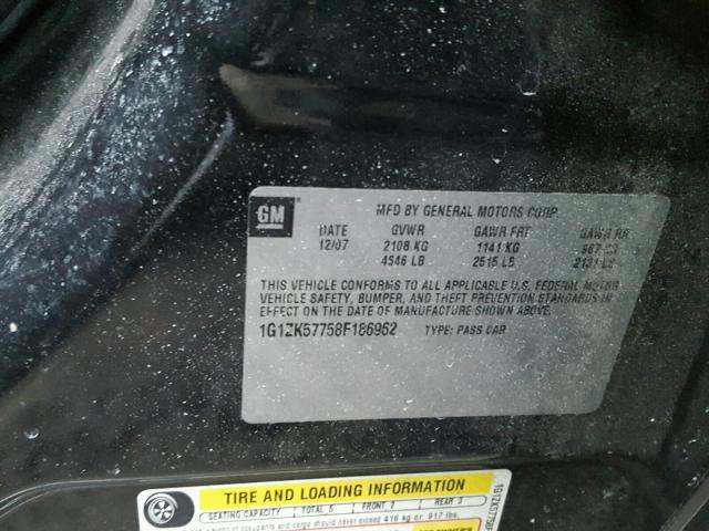 1G1ZK57758F186962 - 2008 CHEVROLET MALIBU LTZ 黑色 照片 10