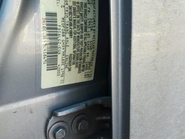 3N1BC13E49L418691 - 2009 NISSAN VERSA S GRAY photo 10