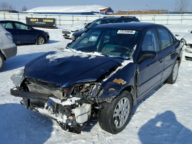 1HGES16553L037493 - 2003 HONDA CIVIC LX BLUE photo 2