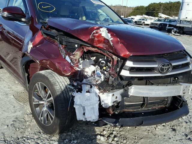 5TDZZRFH5HS188067 - 2017 TOYOTA HIGHLANDER BURGUNDY photo 9