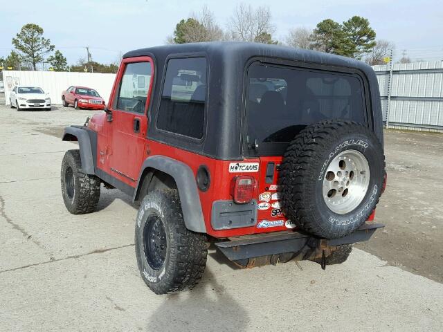 1J4FY19S9XP422289 - 1999 JEEP WRANGLER / RED photo 3