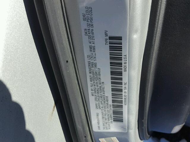 4S4BP61C777341649 - 2007 SUBARU LEGACY OUT SILVER photo 10