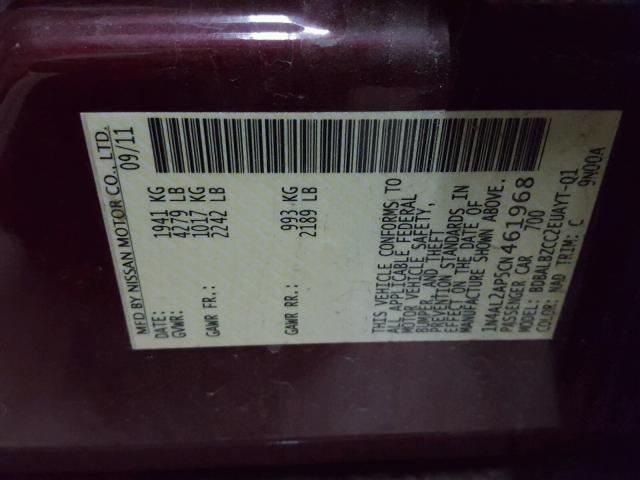 1N4AL2AP5CN461968 - 2012 NISSAN ALTIMA BAS BURGUNDY photo 10