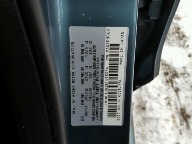 JM1BL1UG3B1498334 - 2011 MAZDA 3 I BLUE photo 10