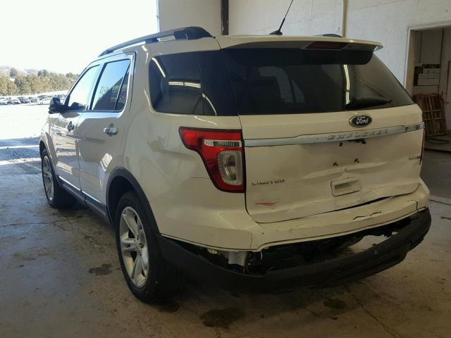 1FM5K8F81DGA37076 - 2013 FORD EXPLORER L WHITE photo 3