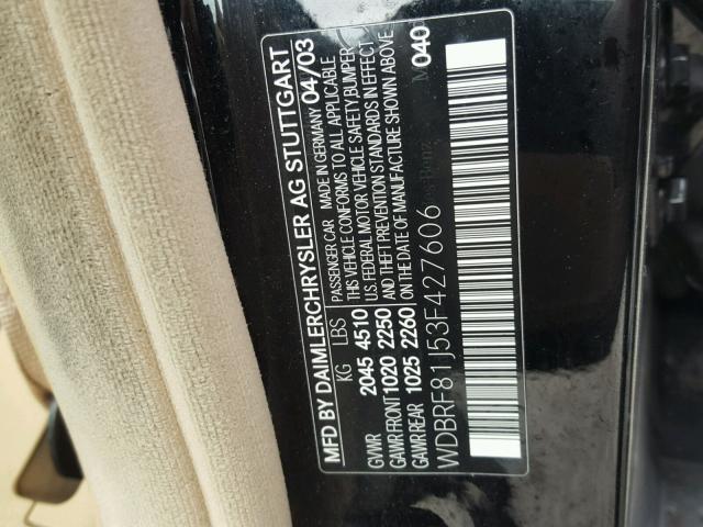 WDBRF81J53F427606 - 2003 MERCEDES-BENZ C 240 4MAT BLACK photo 10