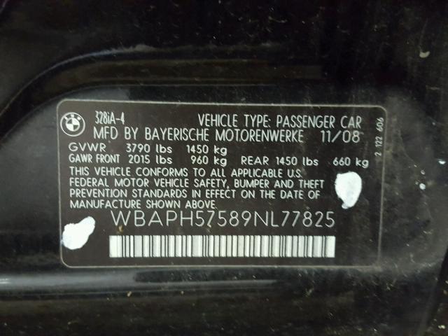 WBAPH57589NL77825 - 2009 BMW 328 I SULE BLACK photo 10