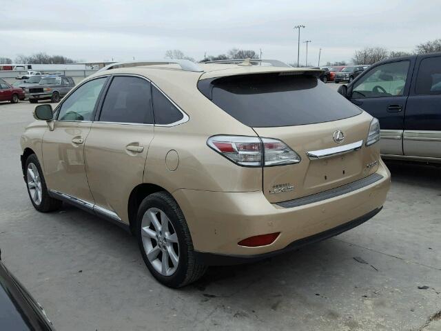 2T2ZK1BA1AC020449 - 2010 LEXUS RX 350 TAN photo 3