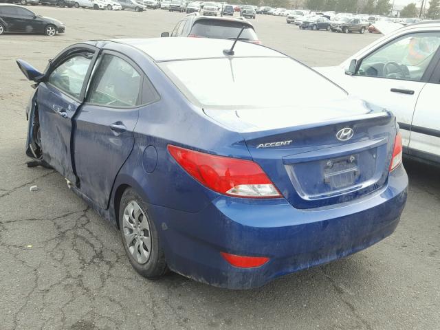 KMHCT4AE3HU317289 - 2017 HYUNDAI ACCENT SE BLUE photo 3