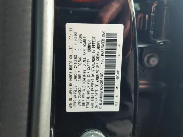 JH4CU2F60BC018183 - 2011 ACURA TSX BLACK photo 10