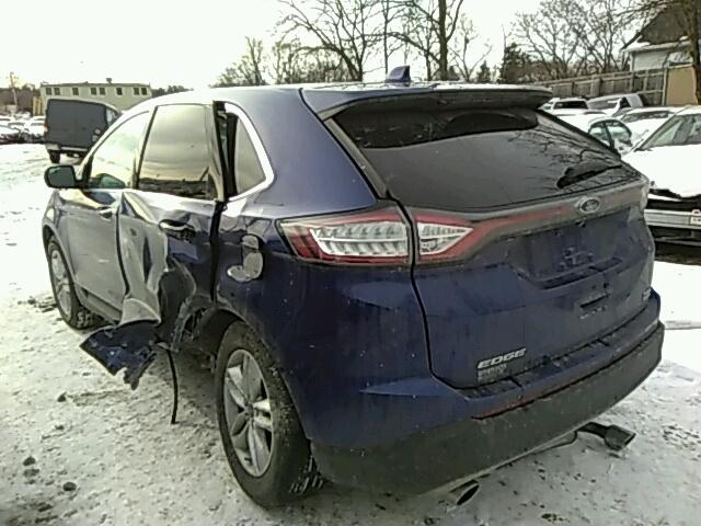 2FMTK3J94FBB46023 - 2015 FORD EDGE SEL BLUE photo 3