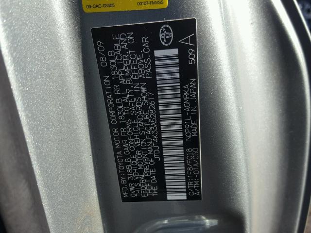 JTDJT4K33A5282617 - 2010 TOYOTA YARIS 银色 照片 10