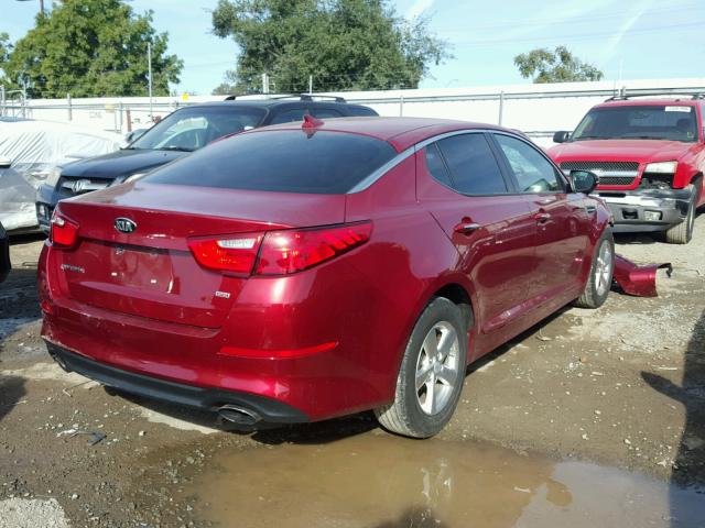 5XXGM4A76FG466609 - 2015 KIA OPTIMA LX RED photo 4