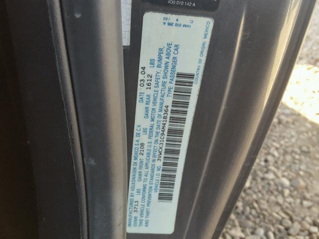 3VWCK31C94M418364 - 2004 VOLKSWAGEN NEW BEETLE 银色 照片 10