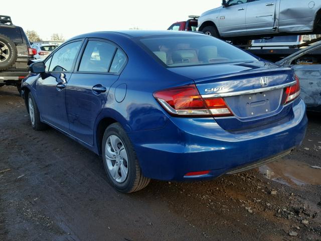 19XFB2F52EE235131 - 2014 HONDA CIVIC LX BLUE photo 3