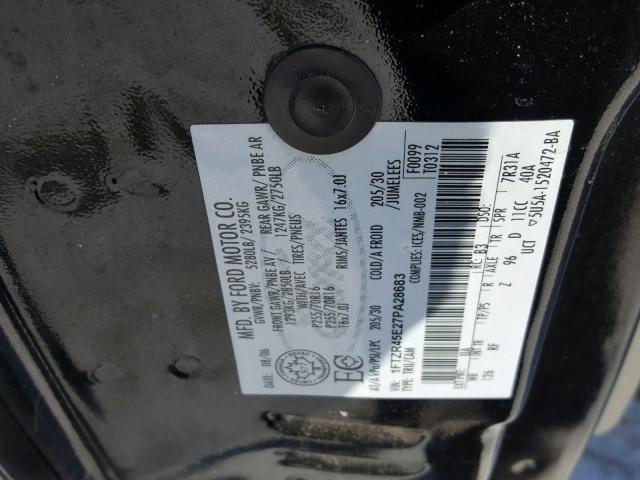 1FTZR45E27PA28683 - 2007 FORD RANGER SUP BLACK photo 10