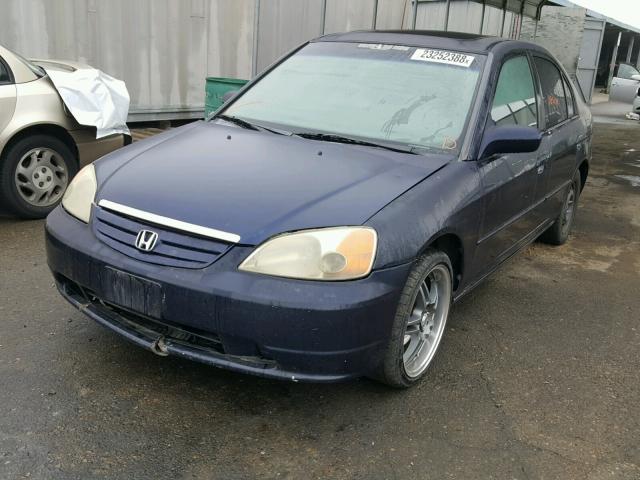 2HGES26732H576844 - 2002 HONDA CIVIC EX BLUE photo 2