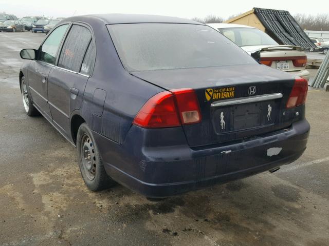 2HGES26732H576844 - 2002 HONDA CIVIC EX BLUE photo 3