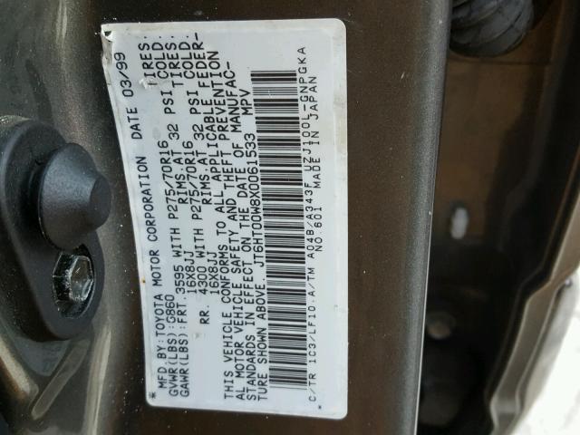 JT6HT00W8X0061533 - 1999 LEXUS LX 470 GRAY photo 10