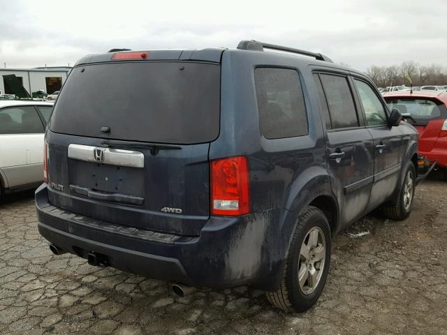 5FNYF4H55BB020516 - 2011 HONDA PILOT EXL BLUE photo 4