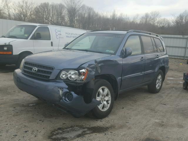 JTEHF21A620096543 - 2002 TOYOTA HIGHLANDER BLUE photo 2