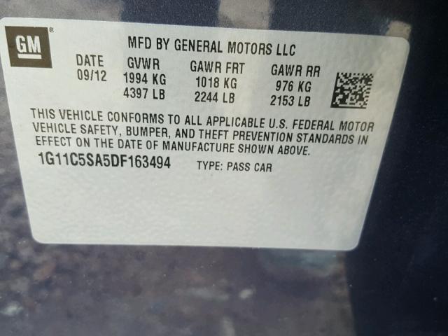 1G11C5SA5DF163494 - 2013 CHEVROLET MALIBU 1LT 蓝色 照片 10