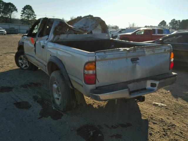 5TEGN92N43Z303171 - 2003 TOYOTA TACOMA DOU SILVER photo 3