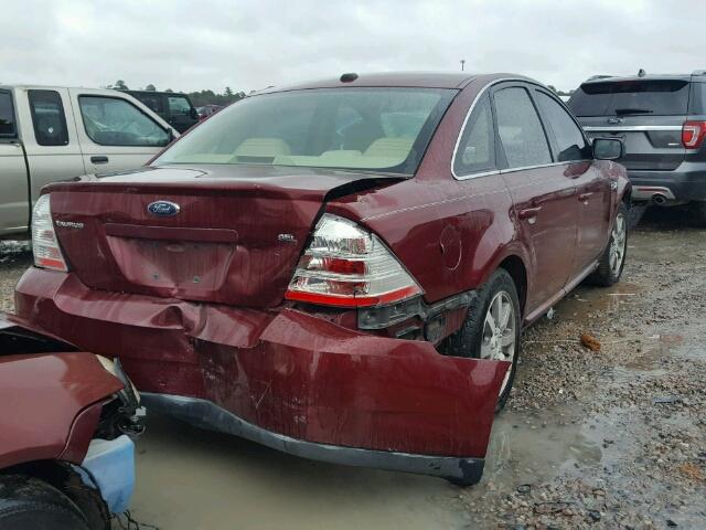 1FAHP24W18G176721 - 2008 FORD TAURUS SEL BURGUNDY photo 4