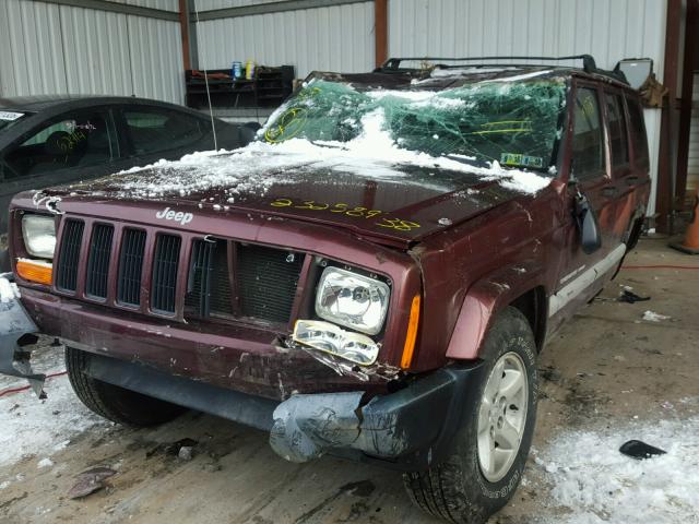 1J4FF48S91L613444 - 2001 JEEP CHEROKEE S MAROON photo 2