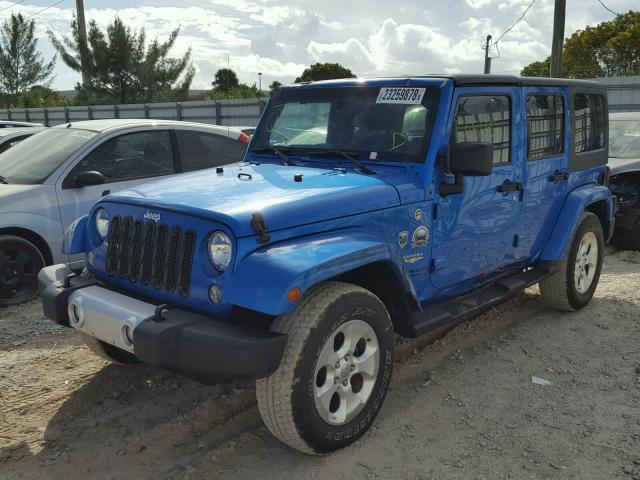 1C4BJWEG2EL223175 - 2014 JEEP WRANGLER U BLUE photo 2