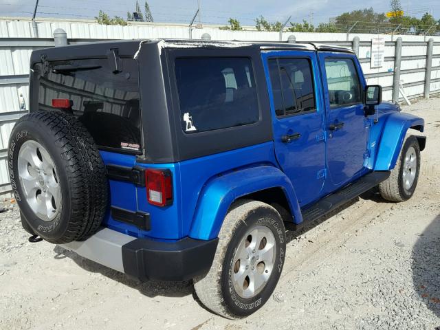 1C4BJWEG2EL223175 - 2014 JEEP WRANGLER U BLUE photo 4