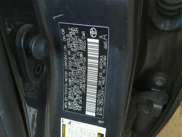 JTDBL40E599057144 - 2009 TOYOTA COROLLA BA GRAY photo 10