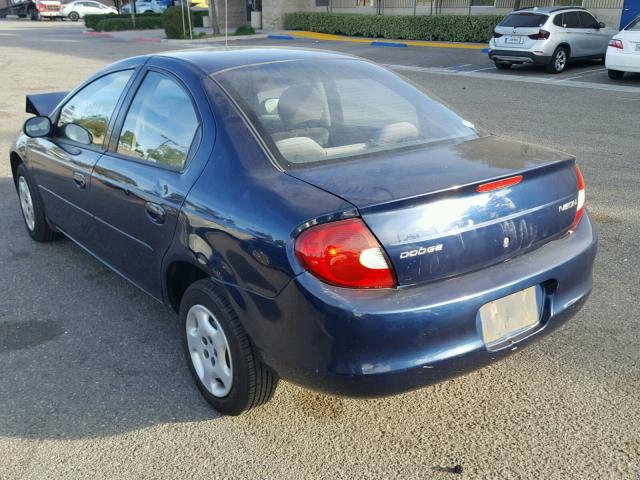 1B3ES26C62D534341 - 2002 DODGE NEON BLUE photo 3