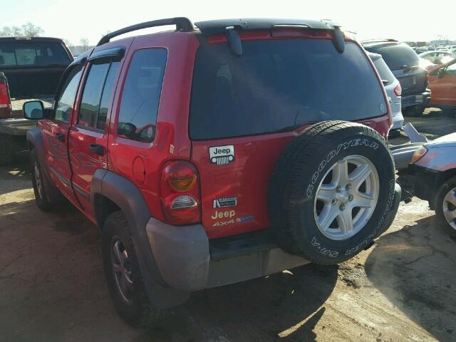 1J4GL48K34W103249 - 2004 JEEP LIBERTY SP RED photo 3