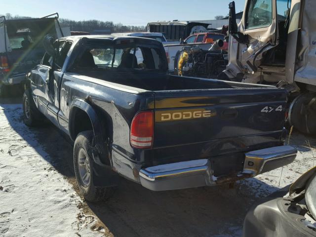 1B7GG22X9YS572989 - 2000 DODGE DAKOTA BLUE photo 3