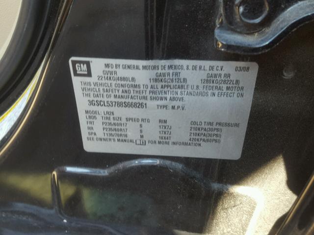 3GSCL53788S668261 - 2008 SATURN VUE XR BLACK photo 10