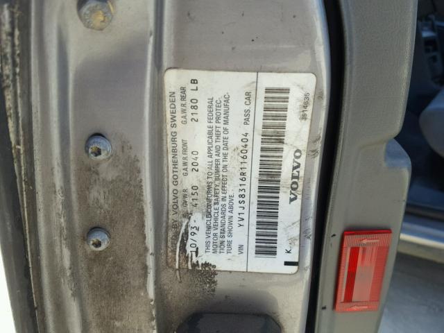 YV1JS8316R1160404 - 1994 VOLVO 940 GRAY photo 10