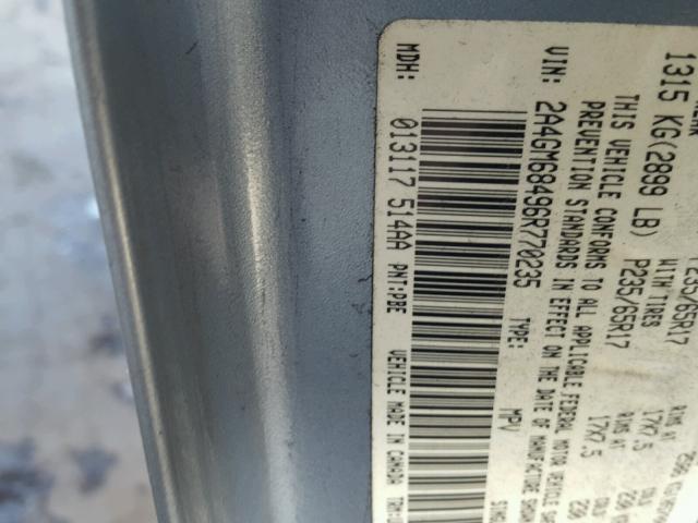 2A4GM68496R770235 - 2006 CHRYSLER PACIFICA T SILVER photo 10