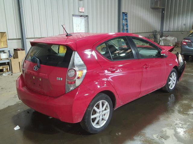 JTDKDTB37E1570178 - 2014 TOYOTA PRIUS C RED photo 4